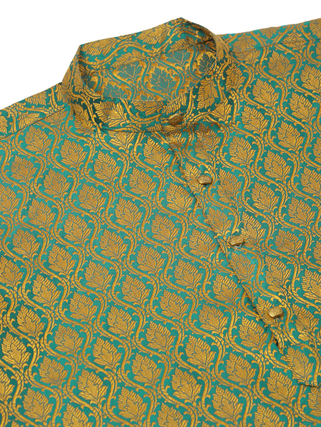 Jompers Men's Woven Design Jacquard Kurta - Green