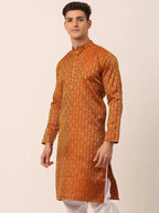 Jompers Men's Woven Design Jacquard Kurta - Maroon