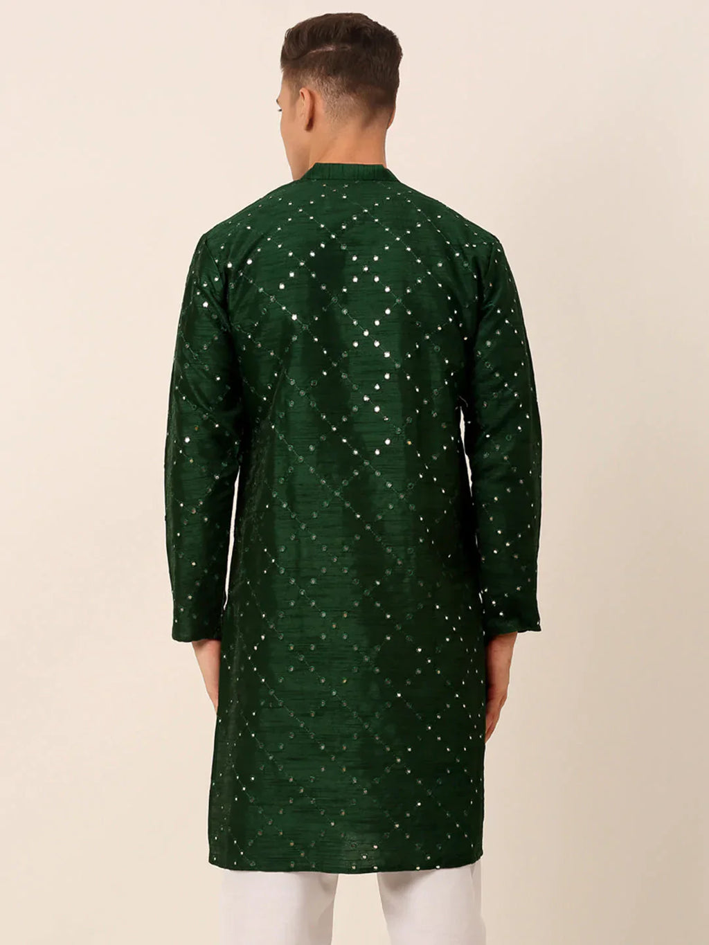 Jompers Men's Green Mirror Work Kurta Only