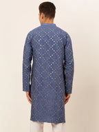 Jompers Men's Grey Mirror Work Kurta Only