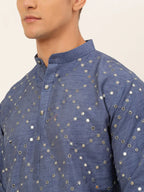 Jompers Men's Grey Mirror Work Kurta Only