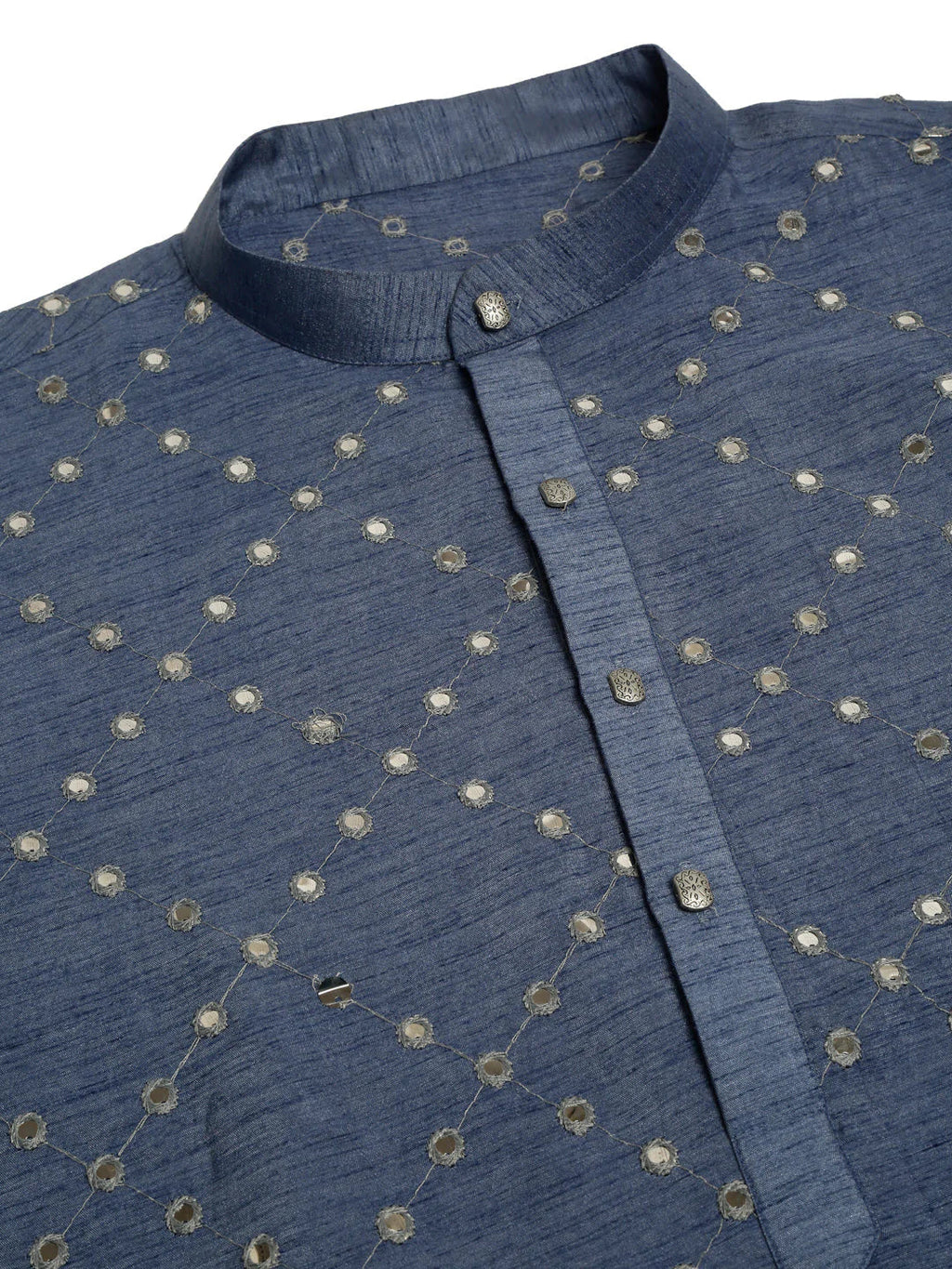 Jompers Men's Grey Mirror Work Kurta Only