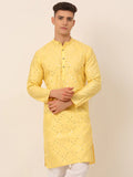 Jompers Men's Lemon Mirror Work Kurta Only