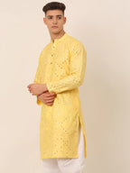 Jompers Men's Lemon Mirror Work Kurta Only