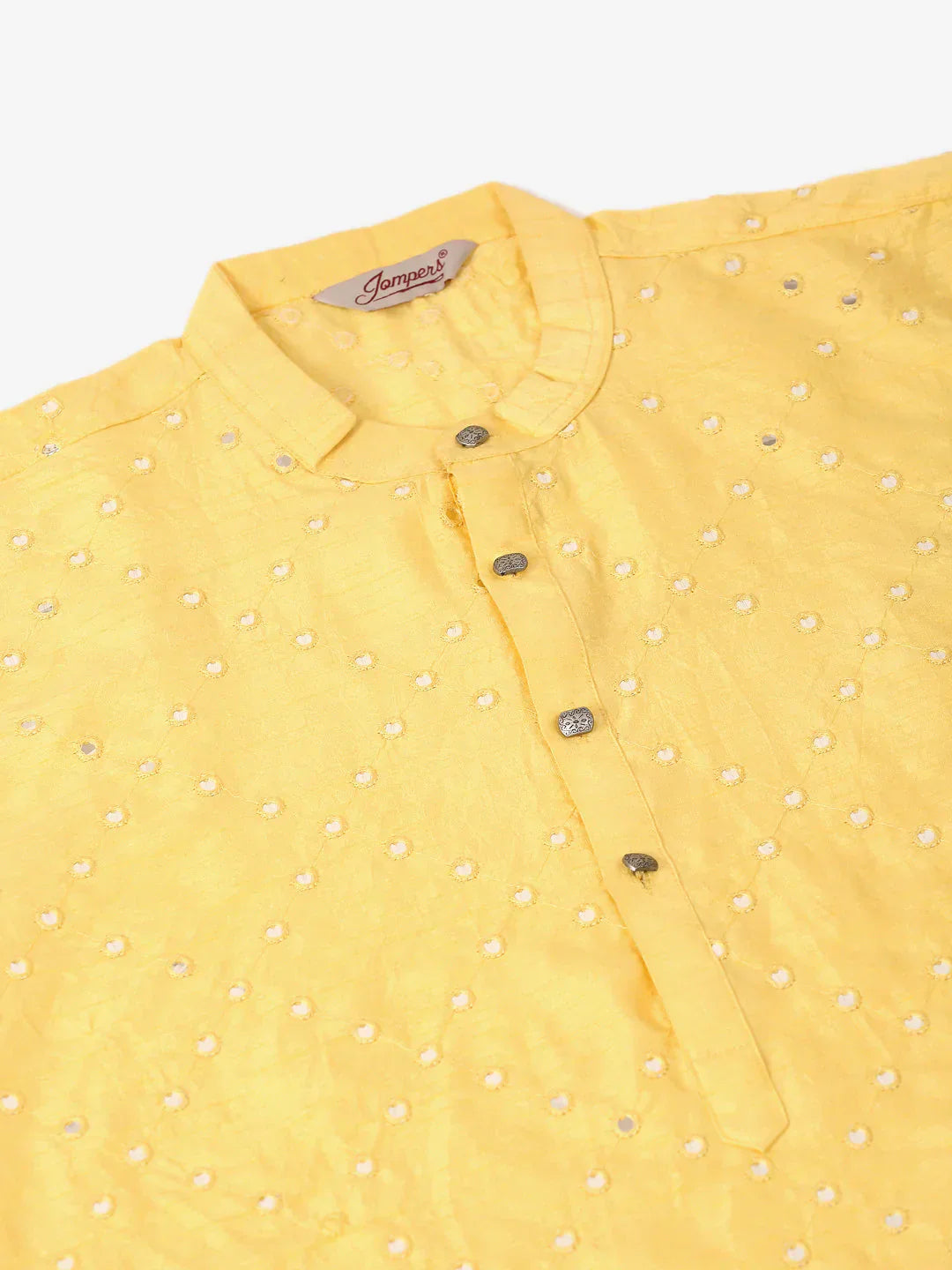 Jompers Men's Lemon Mirror Work Kurta Only