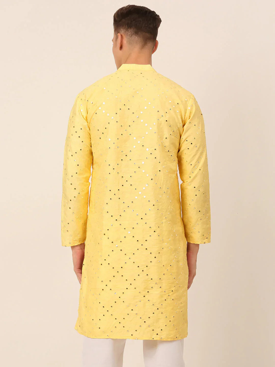 Jompers Men's Lemon Mirror Work Kurta Only