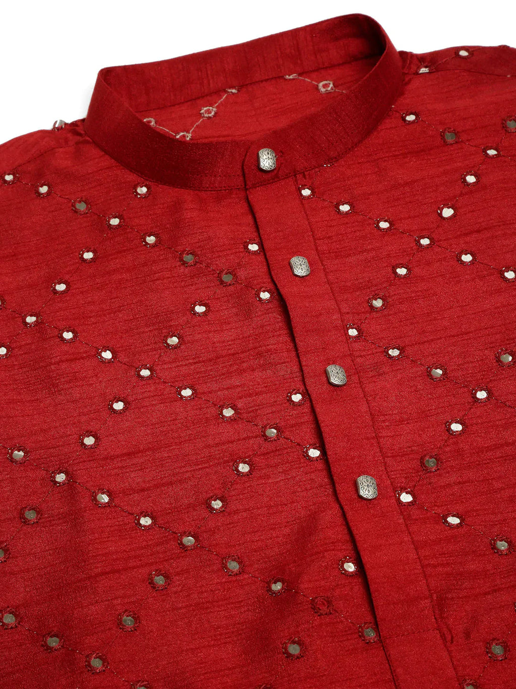 Jompers Men's Maroon Mirror Work Kurta Only