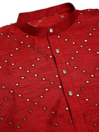 Jompers Men's Maroon Mirror Work Kurta Only