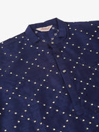 Jompers Men's Navy Blue Mirror Work Kurta Only