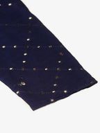 Jompers Men's Navy Blue Mirror Work Kurta Only