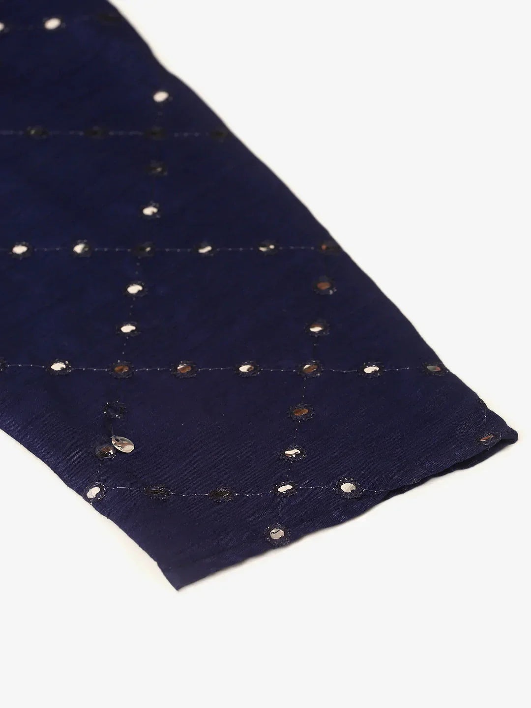 Jompers Men's Navy Blue Mirror Work Kurta Only