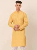 Jompers Men's Pure Cottom Embroidered Kurta Only - Beige