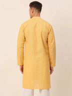 Jompers Men's Pure Cottom Embroidered Kurta Only - Beige