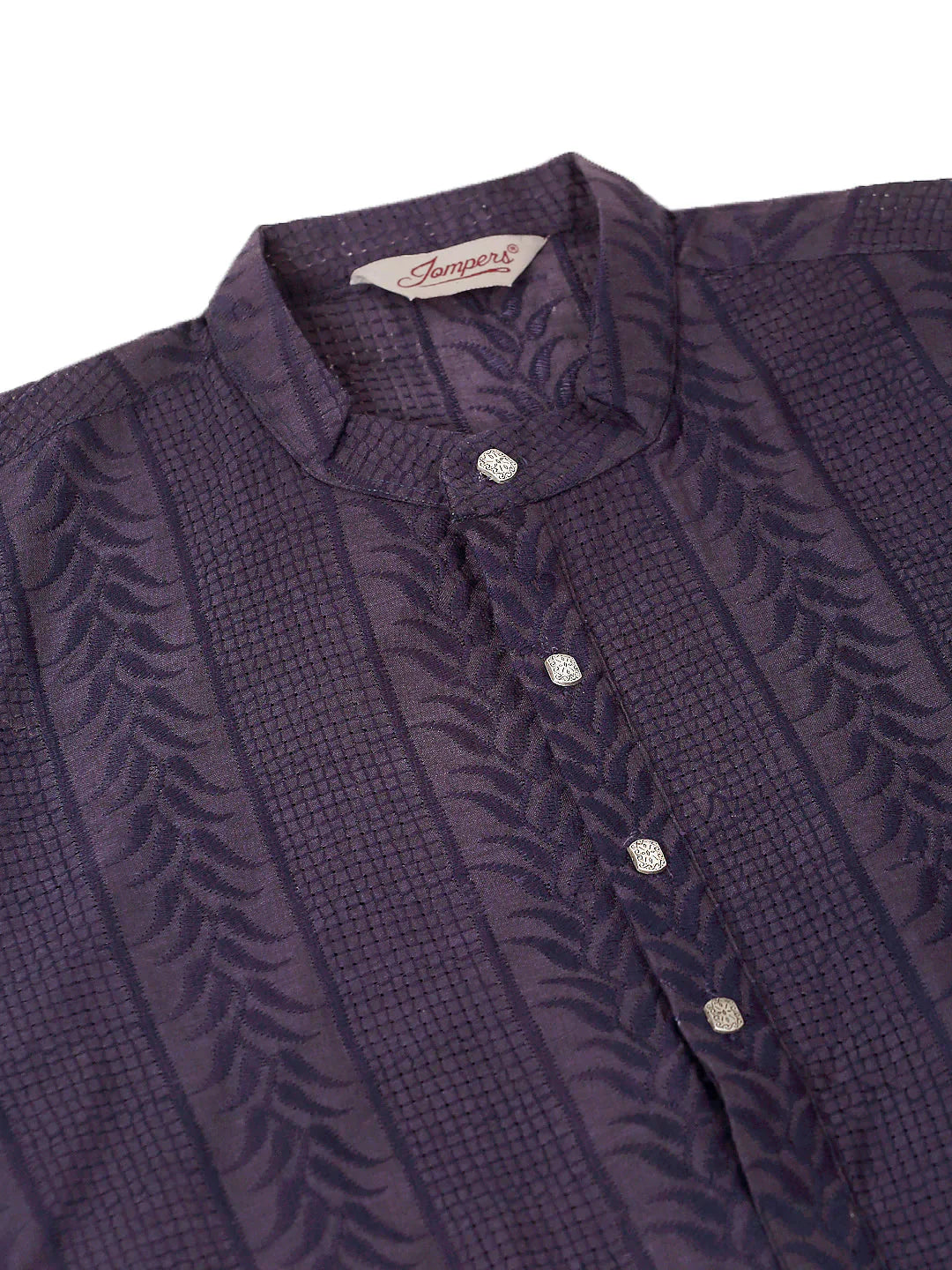 Jompers Men's Pure Cottom Embroidered Kurta Only - Navy Blue