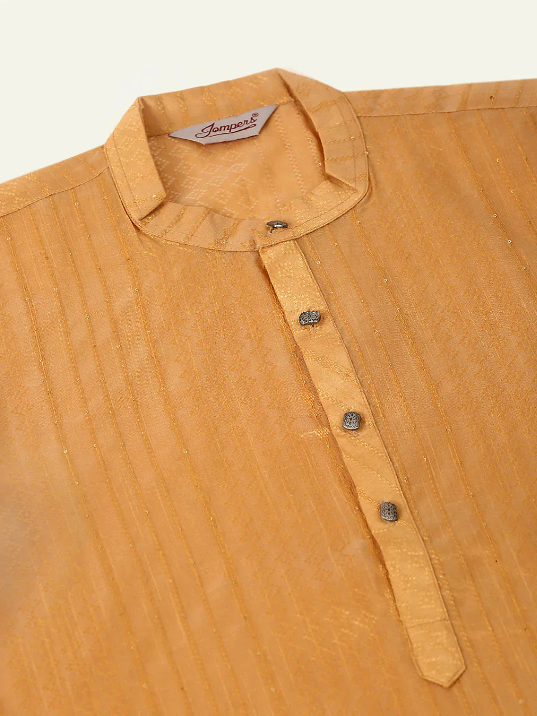 Jompers Men's Silk Blend Sequence Embroidered Kurta Only - Beige