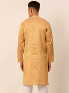 Jompers Men's Silk Blend Sequence Embroidered Kurta Only - Beige
