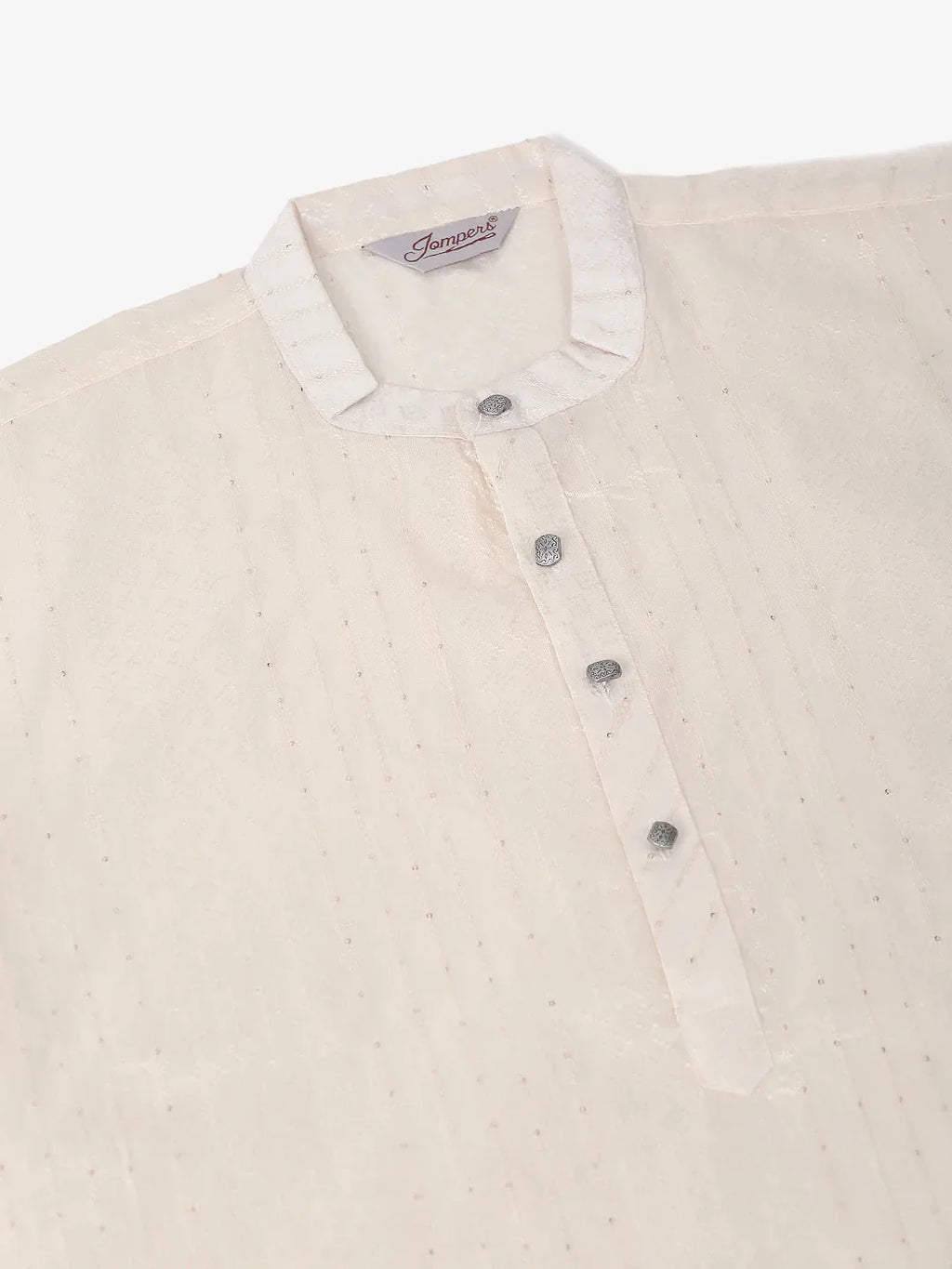 Jompers Men's Silk Blend Sequence Embroidered Kurta Only - Cream