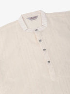 Jompers Men's Silk Blend Sequence Embroidered Kurta Only - Cream
