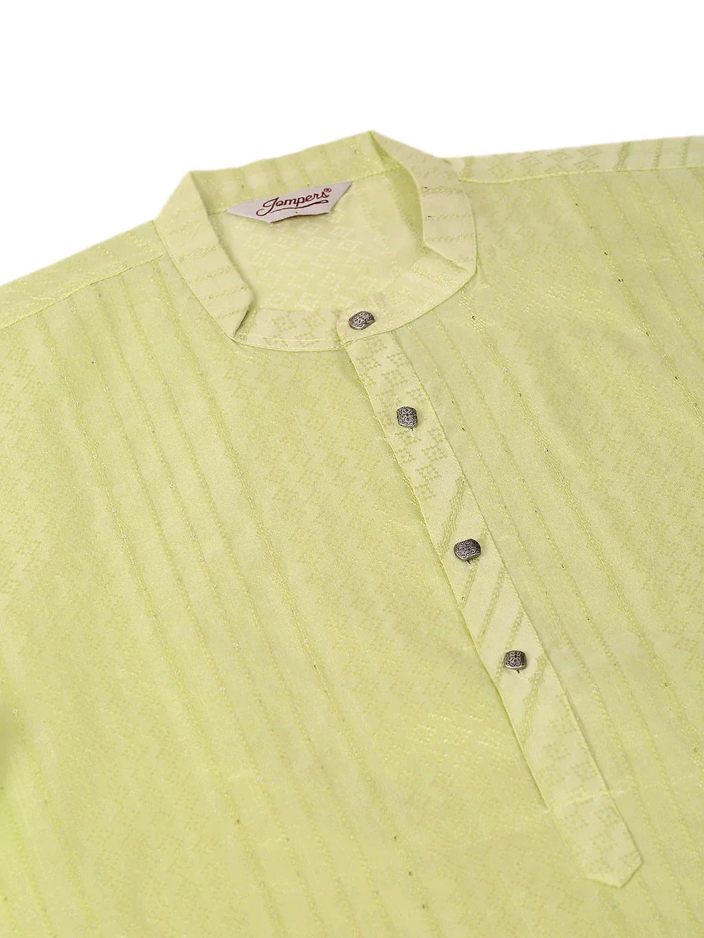 Jompers Men's Silk Blend Sequence Embroidered Kurta Only - Green