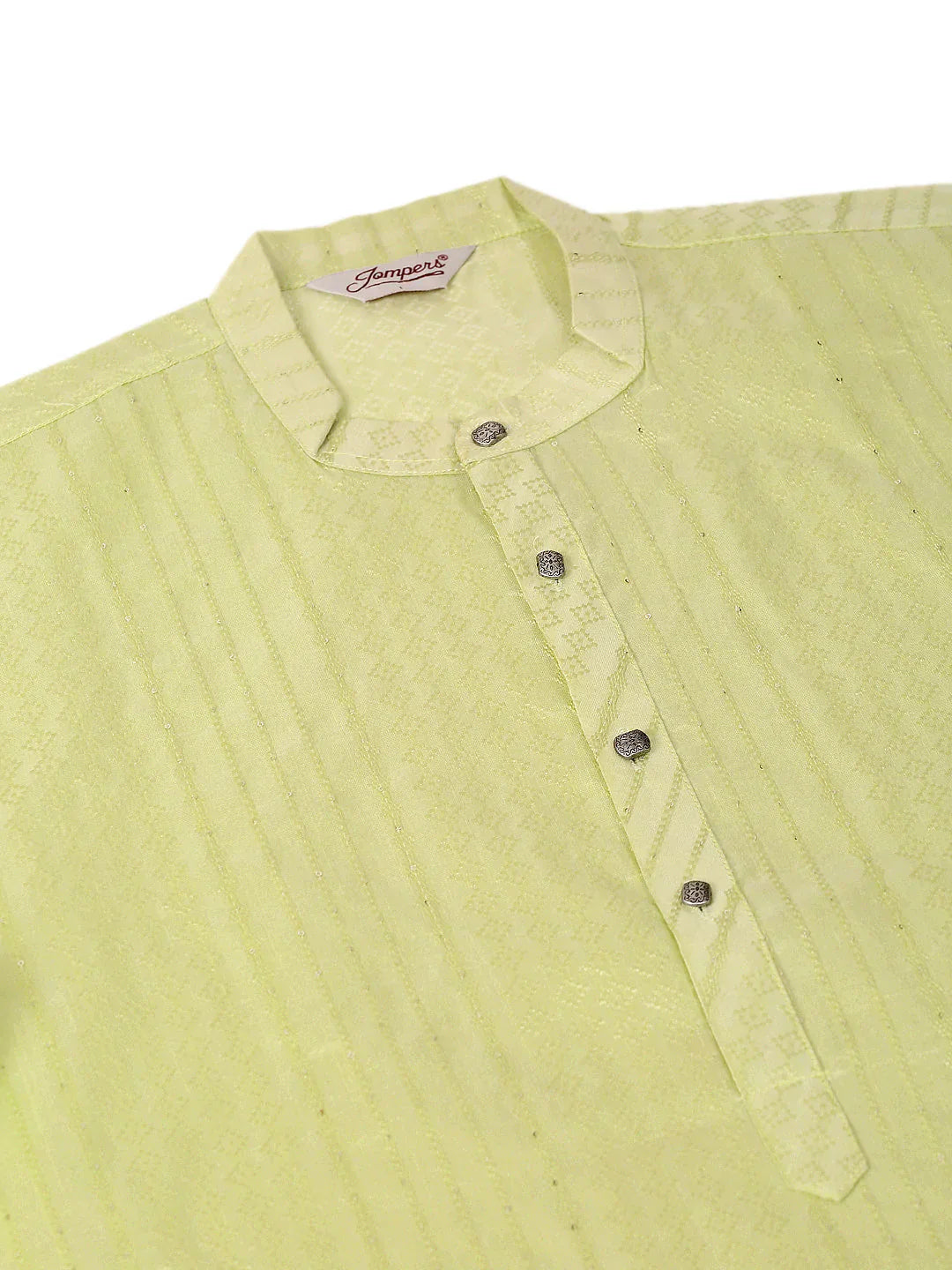 Jompers Men's Silk Blend Sequence Embroidered Kurta Only - Green