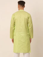 Jompers Men's Silk Blend Sequence Embroidered Kurta Only - Green