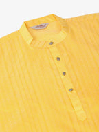 Jompers Men's Silk Blend Sequence Embroidered Kurta Only - Yellow