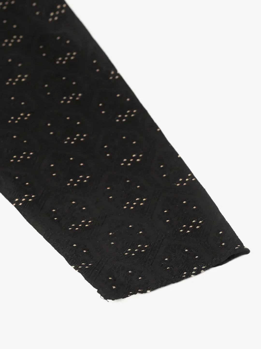 Jompers Men's Silk Blend Collar Embroidered Kurta only - Black