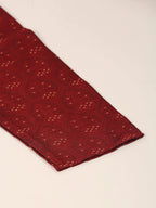 Jompers Men's Silk Blend Collar Embroidered Kurta only - Maroon