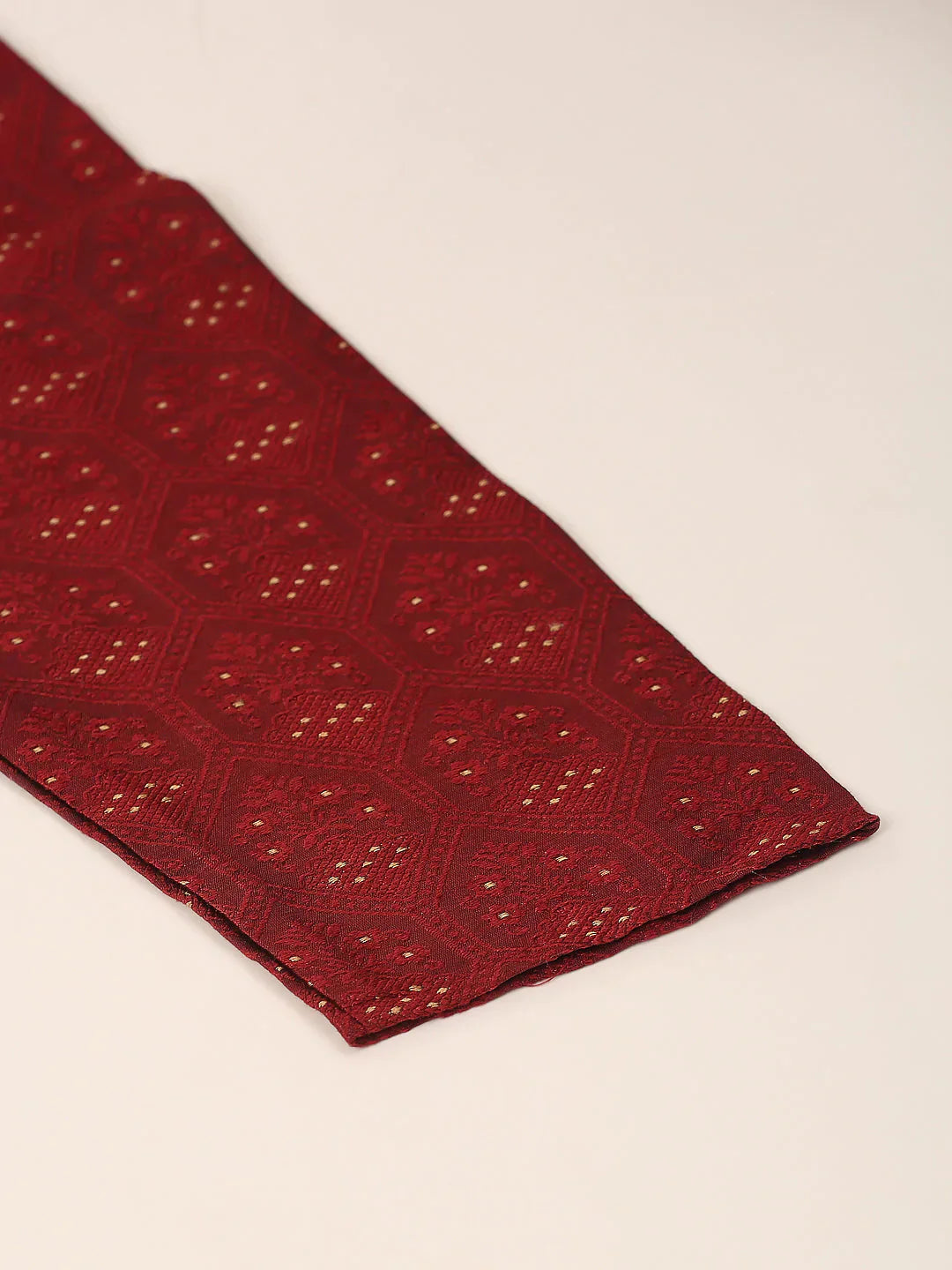 Jompers Men's Silk Blend Collar Embroidered Kurta only - Maroon