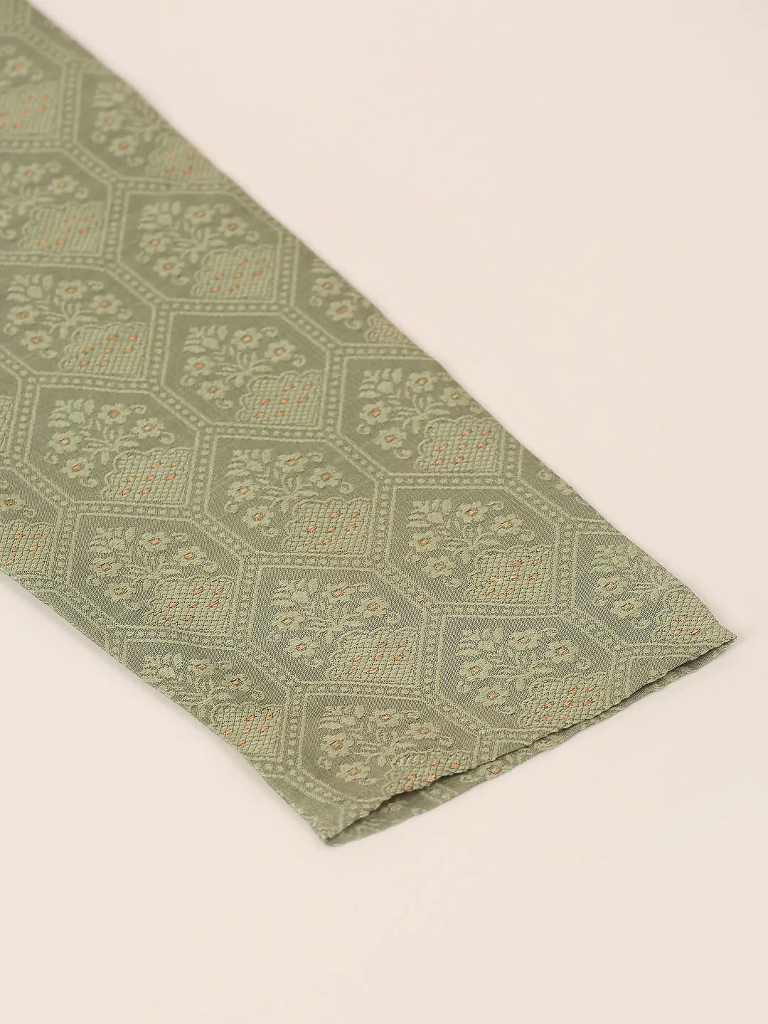 Jompers Men's Silk Blend Collar Embroidered Kurta only - Pista