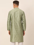 Jompers Men's Silk Blend Collar Embroidered Kurta only - Pista