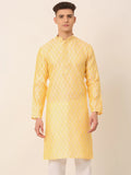 Jompers Men's Silk Blend Collar Embroidered Kurta only - Golden