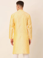 Jompers Men's Silk Blend Collar Embroidered Kurta only - Golden
