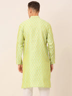 Jompers Men's Silk Blend Collar Embroidered Kurta only - Green