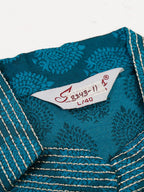 Jompers Men's Silk Blend Collar Embroidered Kurta only - Peacock