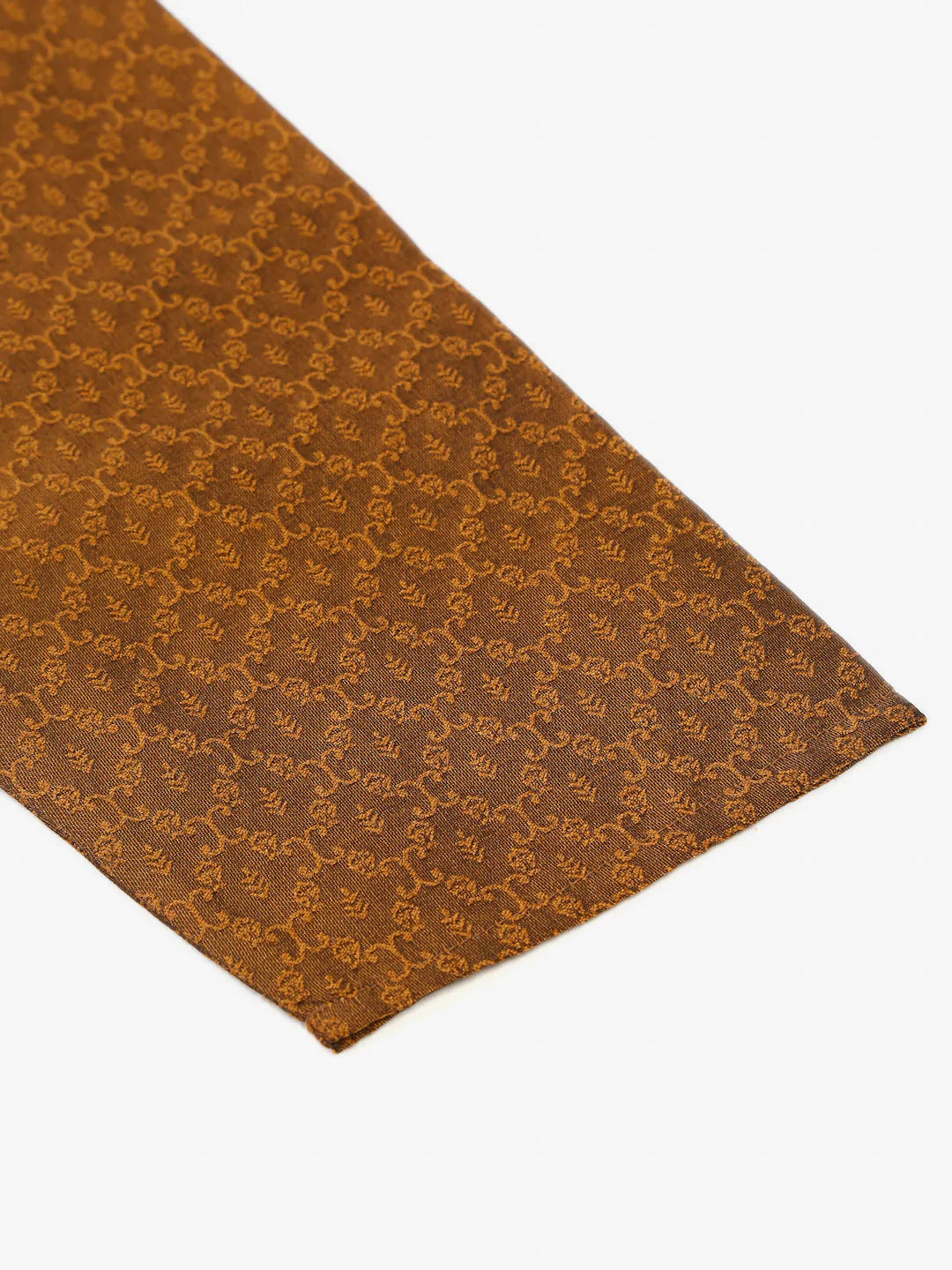 Jompers Men's Silk Blend Collar Embroidered Kurta only - Brown