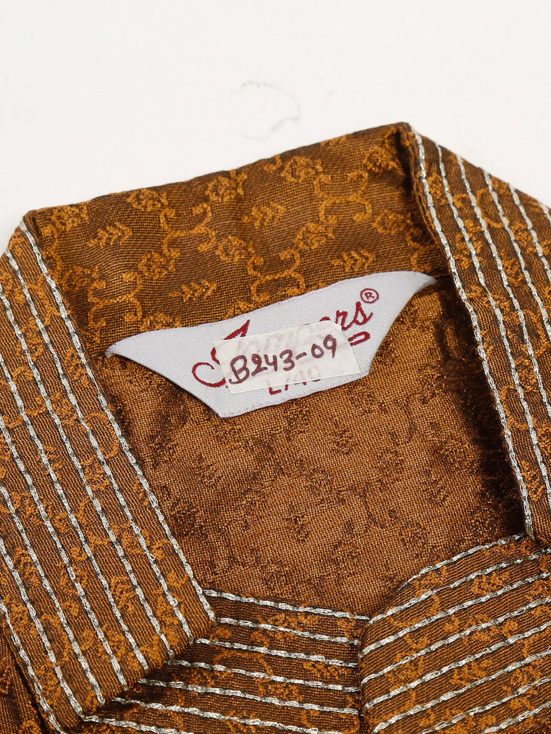 Jompers Men's Silk Blend Collar Embroidered Kurta only - Brown