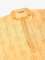 Jompers Men's Silk Blend Collar Embroidered Kurta Only - Golden