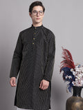 Jompers Men's Black Embroidered Design Kurta
