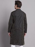 Jompers Men's Black Embroidered Design Kurta