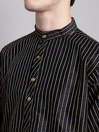 Jompers Men's Black Embroidered Design Kurta