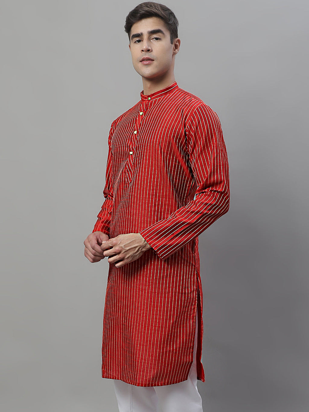 Jompers Men's Maroon Embroidered Kurta - Maroon