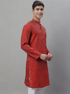 Jompers Men's Maroon Embroidered Kurta - Maroon
