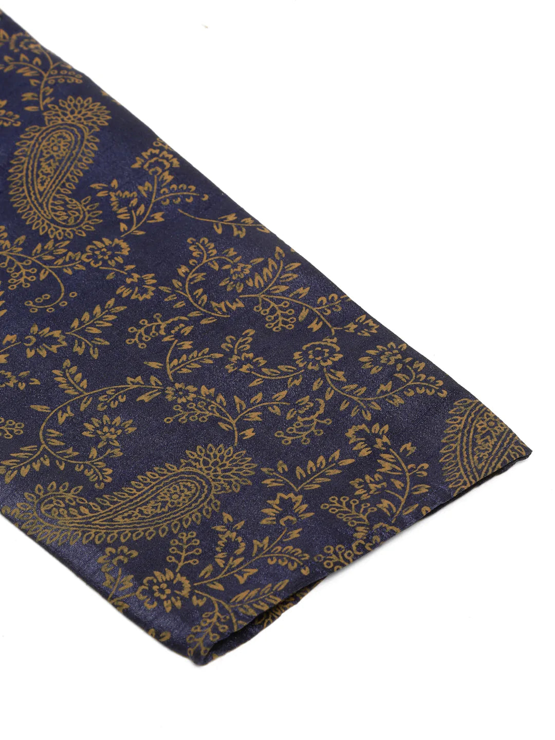 Jompers Men's Navy Blue Paisley Printed Kurta Only