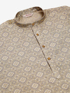 Jompers Men's Grey Floral Printed Kurta Only