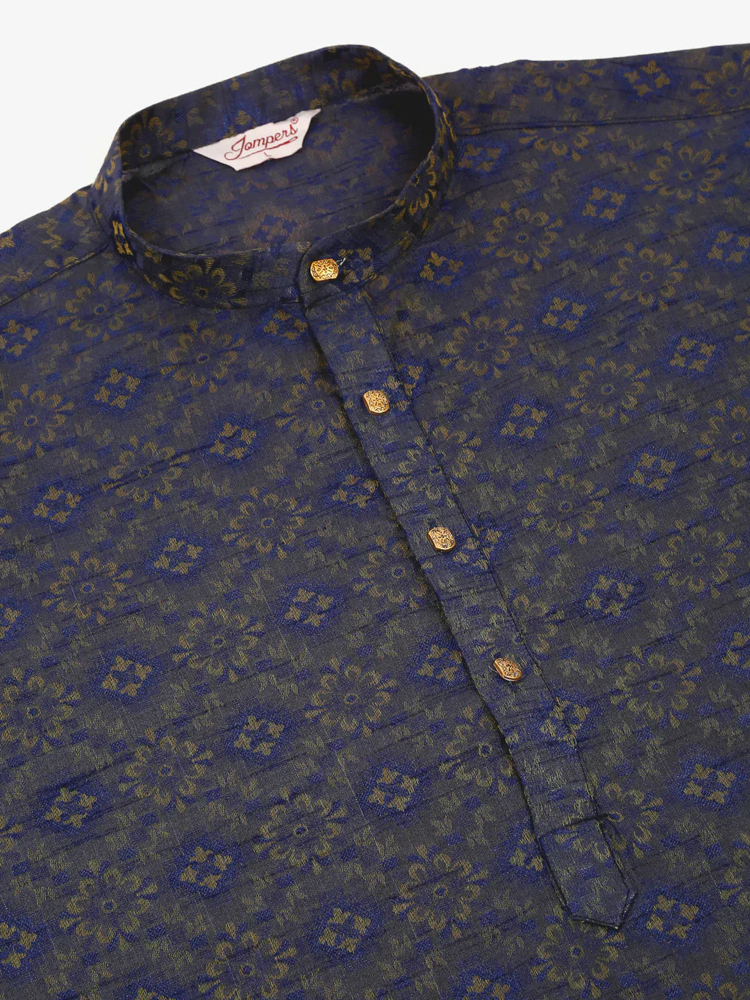 Jompers Men's Navy Blue Floral Printed Kurta Only