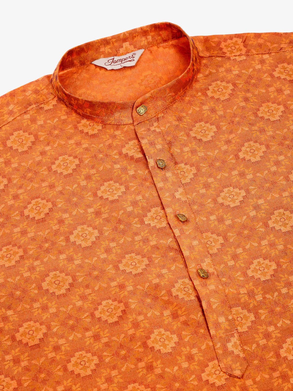 Jompers Men's Peach Floral Printed Kurta Only
