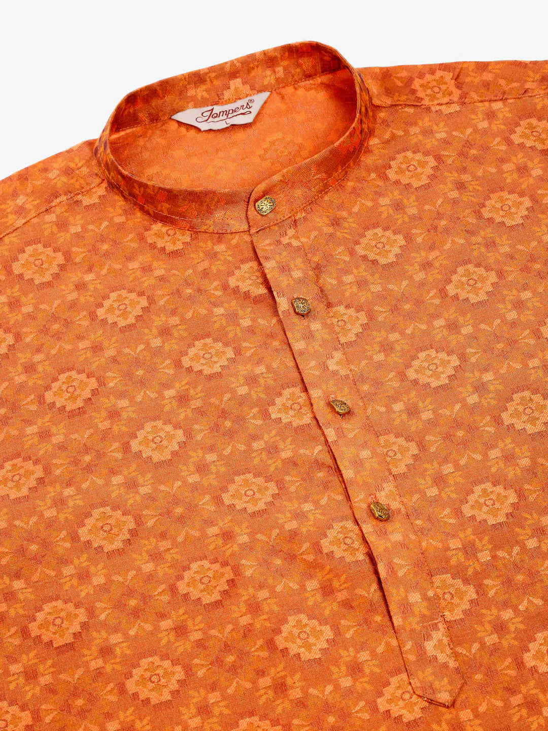 Jompers Men's Peach Floral Printed Kurta Only