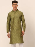 Jompers Men's Pista Green Floral Printed Kurta Only