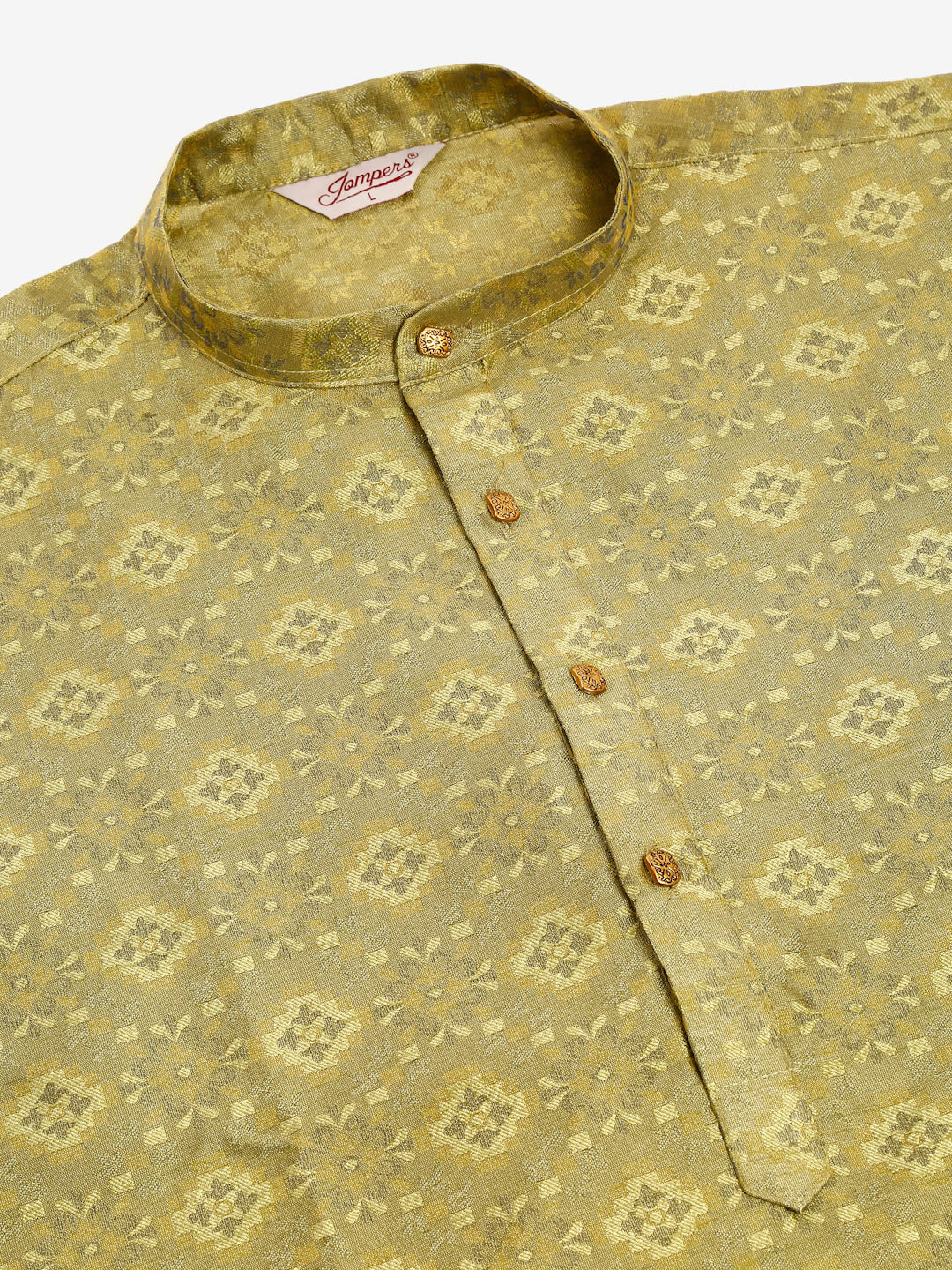 Jompers Men's Pista Green Floral Printed Kurta Only